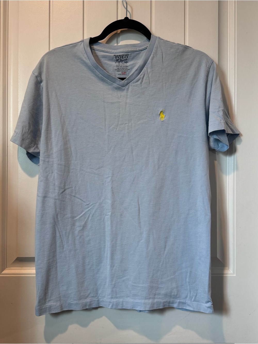 Polo by Ralph Lauren Light Blue V-Neck Tee with Yellow Pony